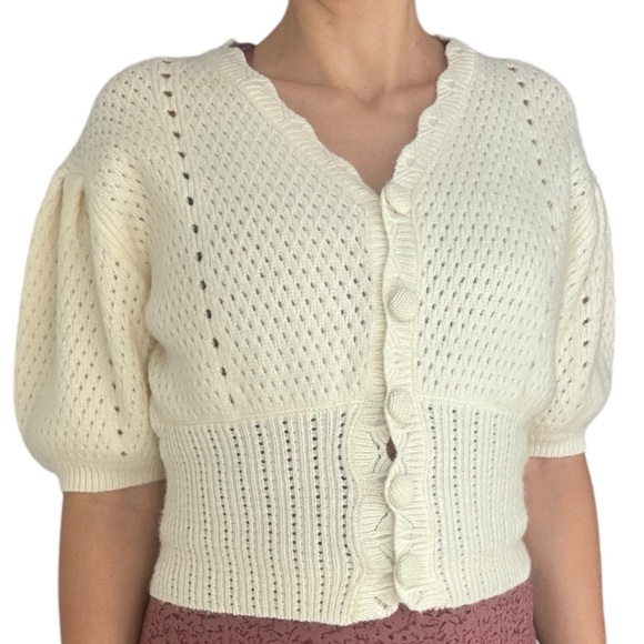 Storets Flora Chunky Knit Cardigan Ivory button front - Picture 12 of 12